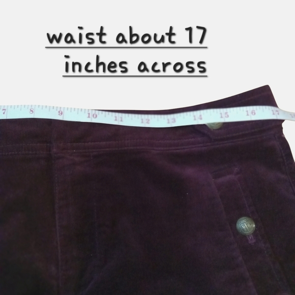 Talbots Maroon Corduroy Skirt W/ Brass Colored Buttons Size 10 - Picture 9 of 9